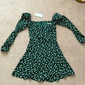 Reformation Green Wilder Floral Mini Dress. NWT